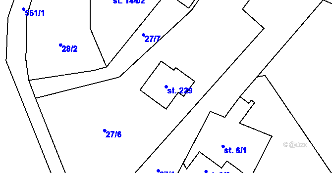 Parcela st. 229 v KÚ Drnholec nad Lubinou, Katastrální mapa
