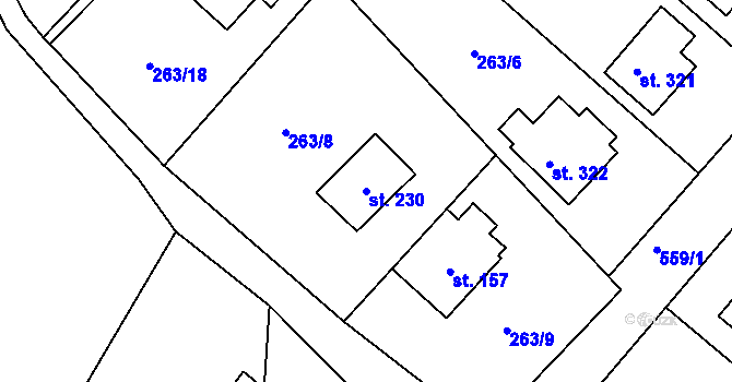 Parcela st. 230 v KÚ Drnholec nad Lubinou, Katastrální mapa