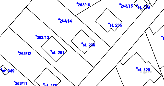 Parcela st. 236 v KÚ Drnholec nad Lubinou, Katastrální mapa