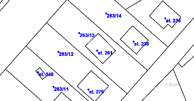 Parcela st. 261 v KÚ Drnholec nad Lubinou, Katastrální mapa