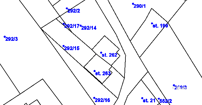 Parcela st. 262 v KÚ Drnholec nad Lubinou, Katastrální mapa