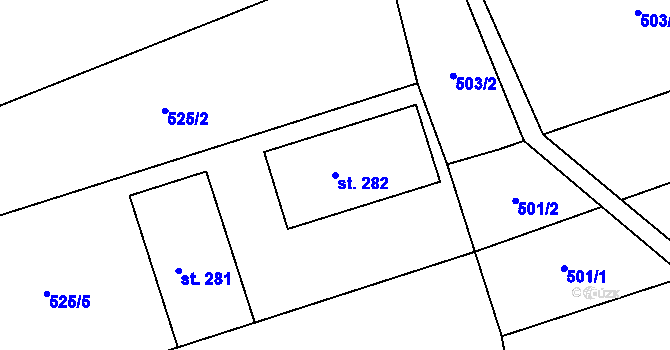 Parcela st. 282 v KÚ Drnholec nad Lubinou, Katastrální mapa