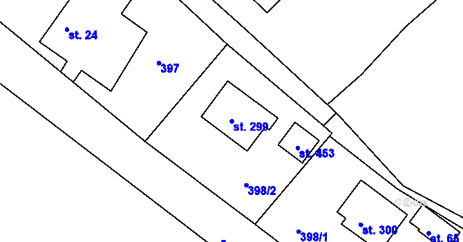 Parcela st. 299 v KÚ Drnholec nad Lubinou, Katastrální mapa