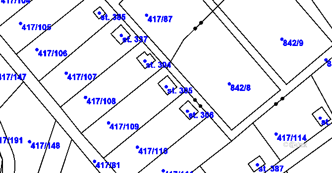 Parcela st. 305 v KÚ Drnholec nad Lubinou, Katastrální mapa