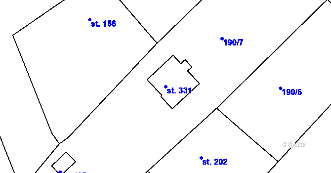 Parcela st. 331 v KÚ Drnholec nad Lubinou, Katastrální mapa