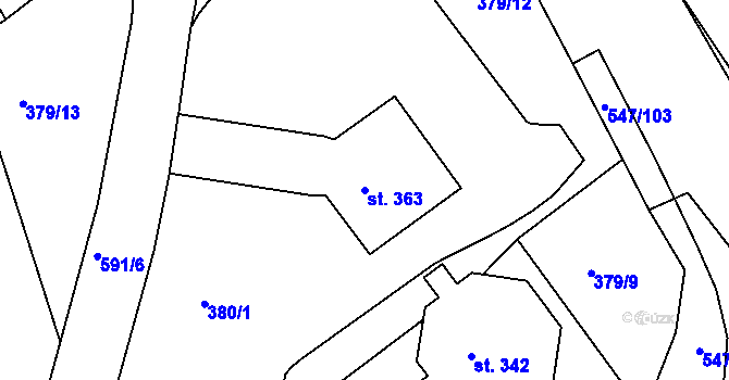 Parcela st. 363 v KÚ Drnholec nad Lubinou, Katastrální mapa