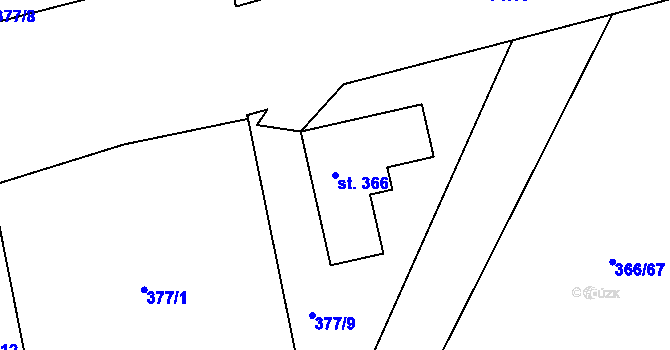 Parcela st. 366 v KÚ Drnholec nad Lubinou, Katastrální mapa