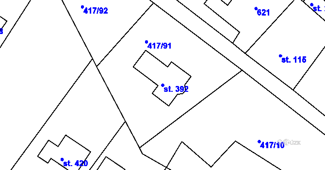Parcela st. 392 v KÚ Drnholec nad Lubinou, Katastrální mapa