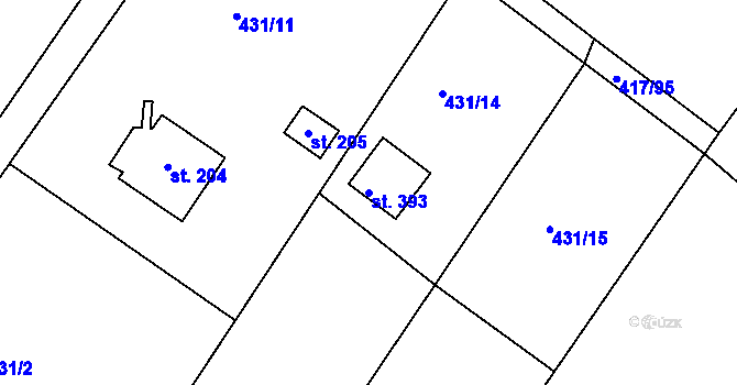 Parcela st. 393 v KÚ Drnholec nad Lubinou, Katastrální mapa