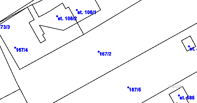 Parcela st. 167/2 v KÚ Drnholec nad Lubinou, Katastrální mapa