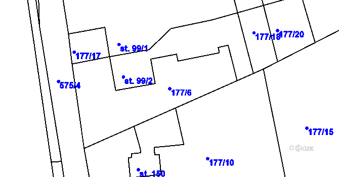 Parcela st. 177/6 v KÚ Drnholec nad Lubinou, Katastrální mapa