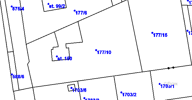 Parcela st. 177/10 v KÚ Drnholec nad Lubinou, Katastrální mapa