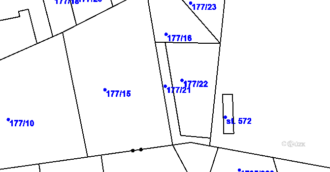 Parcela st. 177/21 v KÚ Drnholec nad Lubinou, Katastrální mapa