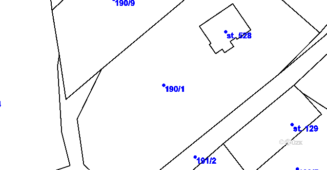 Parcela st. 190/1 v KÚ Drnholec nad Lubinou, Katastrální mapa