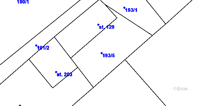 Parcela st. 193/5 v KÚ Drnholec nad Lubinou, Katastrální mapa