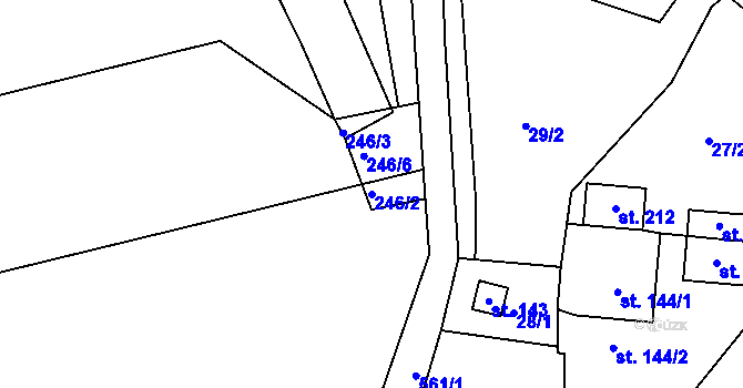 Parcela st. 246/2 v KÚ Drnholec nad Lubinou, Katastrální mapa