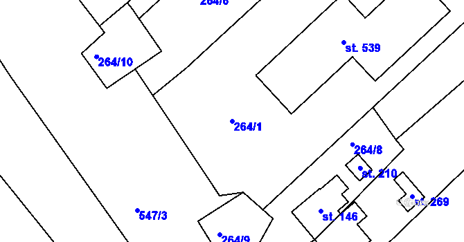 Parcela st. 264/1 v KÚ Drnholec nad Lubinou, Katastrální mapa