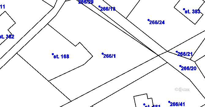 Parcela st. 266/1 v KÚ Drnholec nad Lubinou, Katastrální mapa