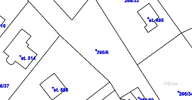 Parcela st. 266/6 v KÚ Drnholec nad Lubinou, Katastrální mapa