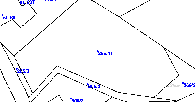 Parcela st. 266/17 v KÚ Drnholec nad Lubinou, Katastrální mapa