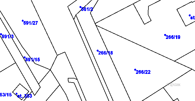 Parcela st. 266/18 v KÚ Drnholec nad Lubinou, Katastrální mapa