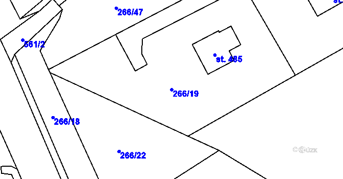 Parcela st. 266/19 v KÚ Drnholec nad Lubinou, Katastrální mapa