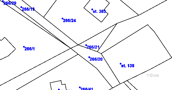 Parcela st. 266/21 v KÚ Drnholec nad Lubinou, Katastrální mapa