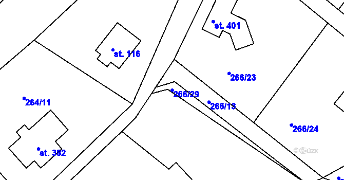 Parcela st. 266/29 v KÚ Drnholec nad Lubinou, Katastrální mapa