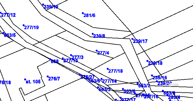 Parcela st. 277/4 v KÚ Drnholec nad Lubinou, Katastrální mapa