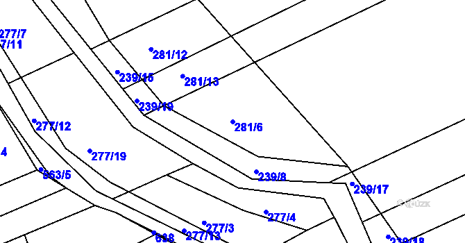 Parcela st. 281/6 v KÚ Drnholec nad Lubinou, Katastrální mapa
