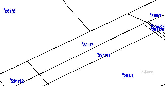 Parcela st. 281/7 v KÚ Drnholec nad Lubinou, Katastrální mapa