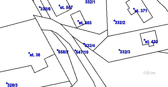 Parcela st. 332/4 v KÚ Drnholec nad Lubinou, Katastrální mapa
