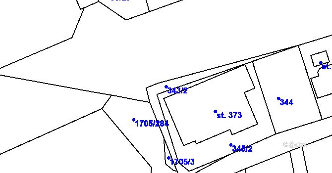 Parcela st. 343/2 v KÚ Drnholec nad Lubinou, Katastrální mapa