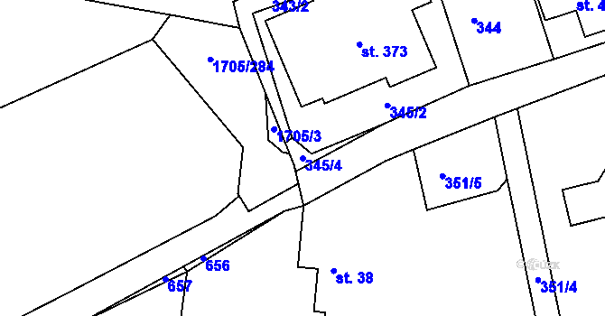 Parcela st. 345/4 v KÚ Drnholec nad Lubinou, Katastrální mapa