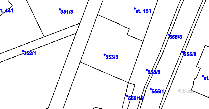Parcela st. 353/3 v KÚ Drnholec nad Lubinou, Katastrální mapa