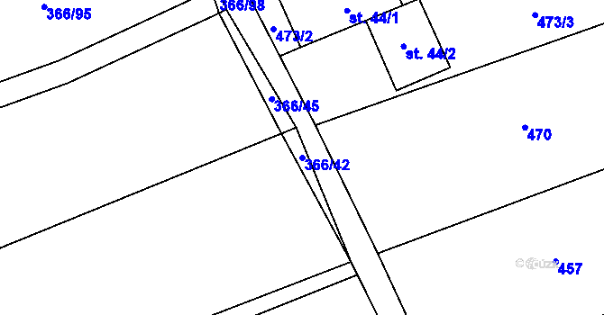 Parcela st. 366/42 v KÚ Drnholec nad Lubinou, Katastrální mapa