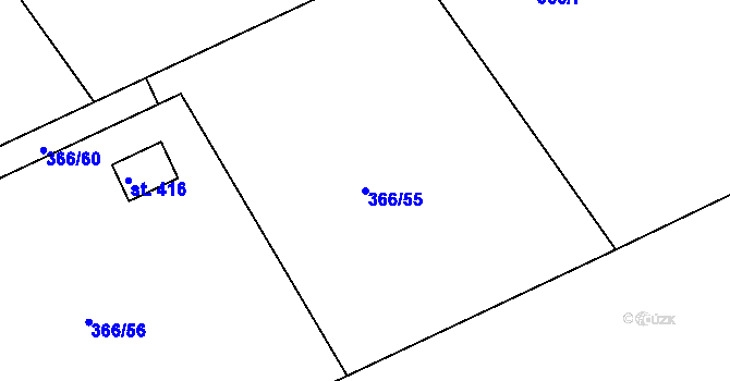 Parcela st. 366/55 v KÚ Drnholec nad Lubinou, Katastrální mapa