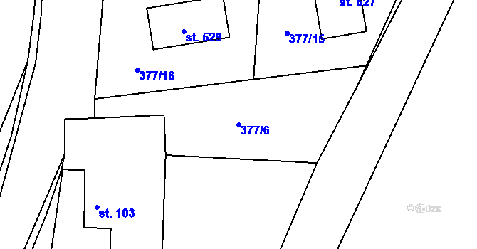 Parcela st. 377/6 v KÚ Drnholec nad Lubinou, Katastrální mapa