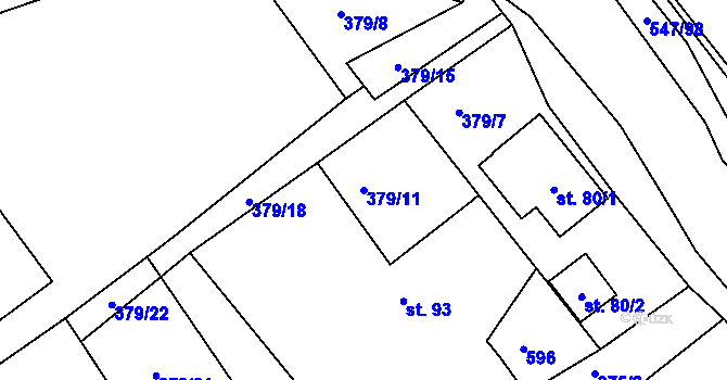 Parcela st. 379/11 v KÚ Drnholec nad Lubinou, Katastrální mapa