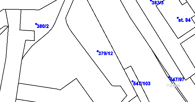 Parcela st. 379/12 v KÚ Drnholec nad Lubinou, Katastrální mapa