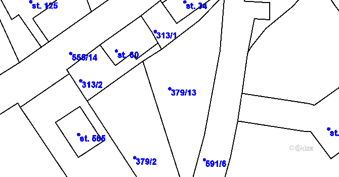 Parcela st. 379/13 v KÚ Drnholec nad Lubinou, Katastrální mapa