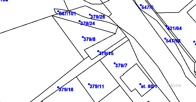 Parcela st. 379/15 v KÚ Drnholec nad Lubinou, Katastrální mapa