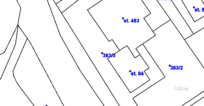 Parcela st. 383/3 v KÚ Drnholec nad Lubinou, Katastrální mapa
