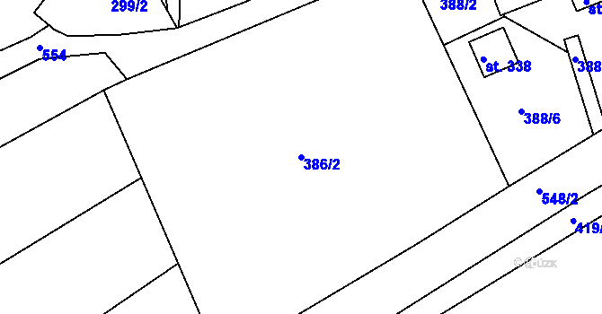 Parcela st. 386/2 v KÚ Drnholec nad Lubinou, Katastrální mapa