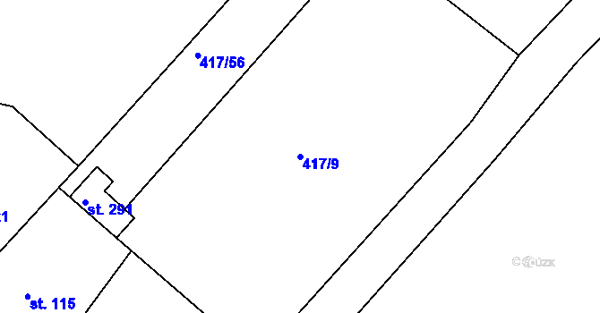 Parcela st. 417/9 v KÚ Drnholec nad Lubinou, Katastrální mapa