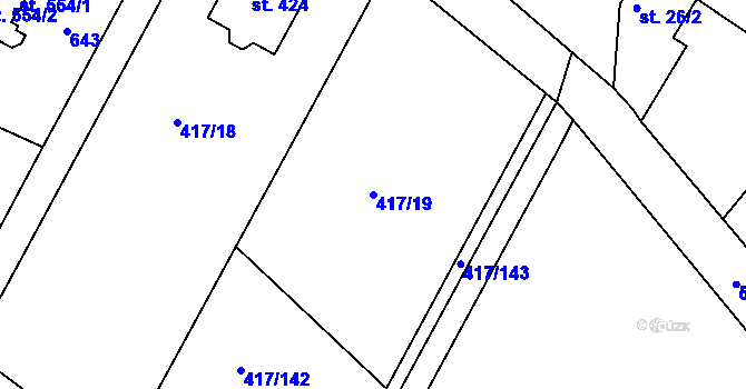Parcela st. 417/19 v KÚ Drnholec nad Lubinou, Katastrální mapa