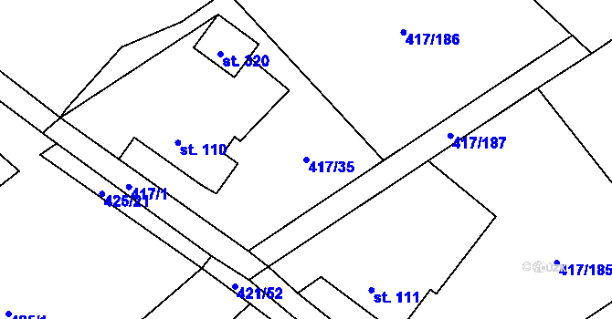 Parcela st. 417/35 v KÚ Drnholec nad Lubinou, Katastrální mapa