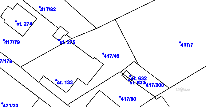 Parcela st. 417/46 v KÚ Drnholec nad Lubinou, Katastrální mapa