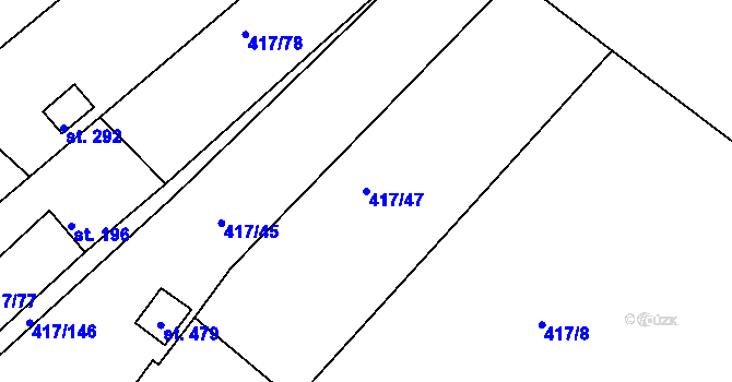 Parcela st. 417/47 v KÚ Drnholec nad Lubinou, Katastrální mapa