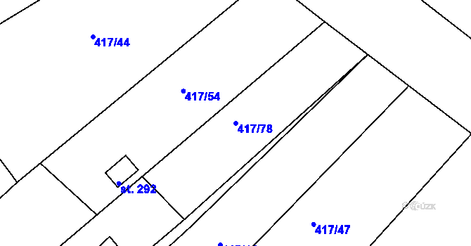 Parcela st. 417/78 v KÚ Drnholec nad Lubinou, Katastrální mapa